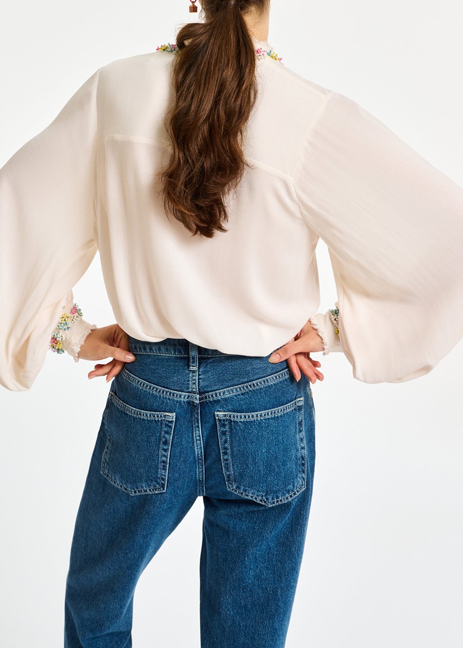 Off-white high neck top with bead embellishments RE—SSENTIEL second-hand photo 6