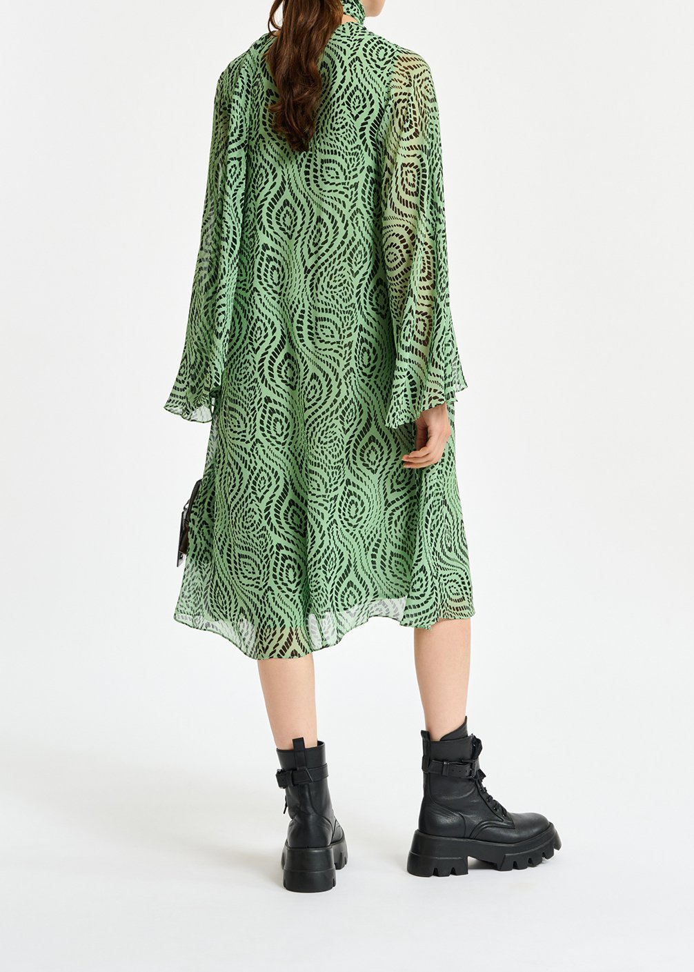 Mint green midi-length dress with geometric print RE—SSENTIEL second-hand photo 8