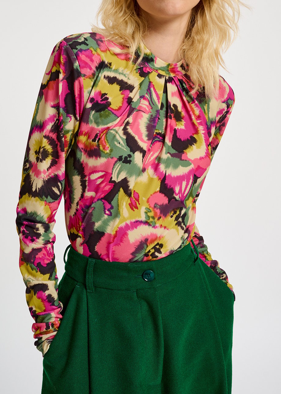 Multicolor floral-print mock neck top RE—SSENTIEL second-hand photo 3