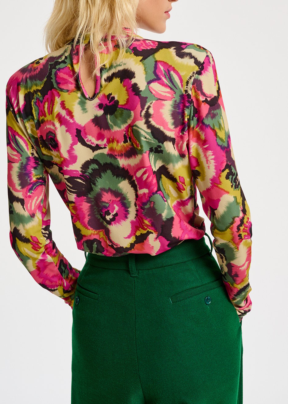 Multicolor floral-print mock neck top RE—SSENTIEL second-hand photo 4