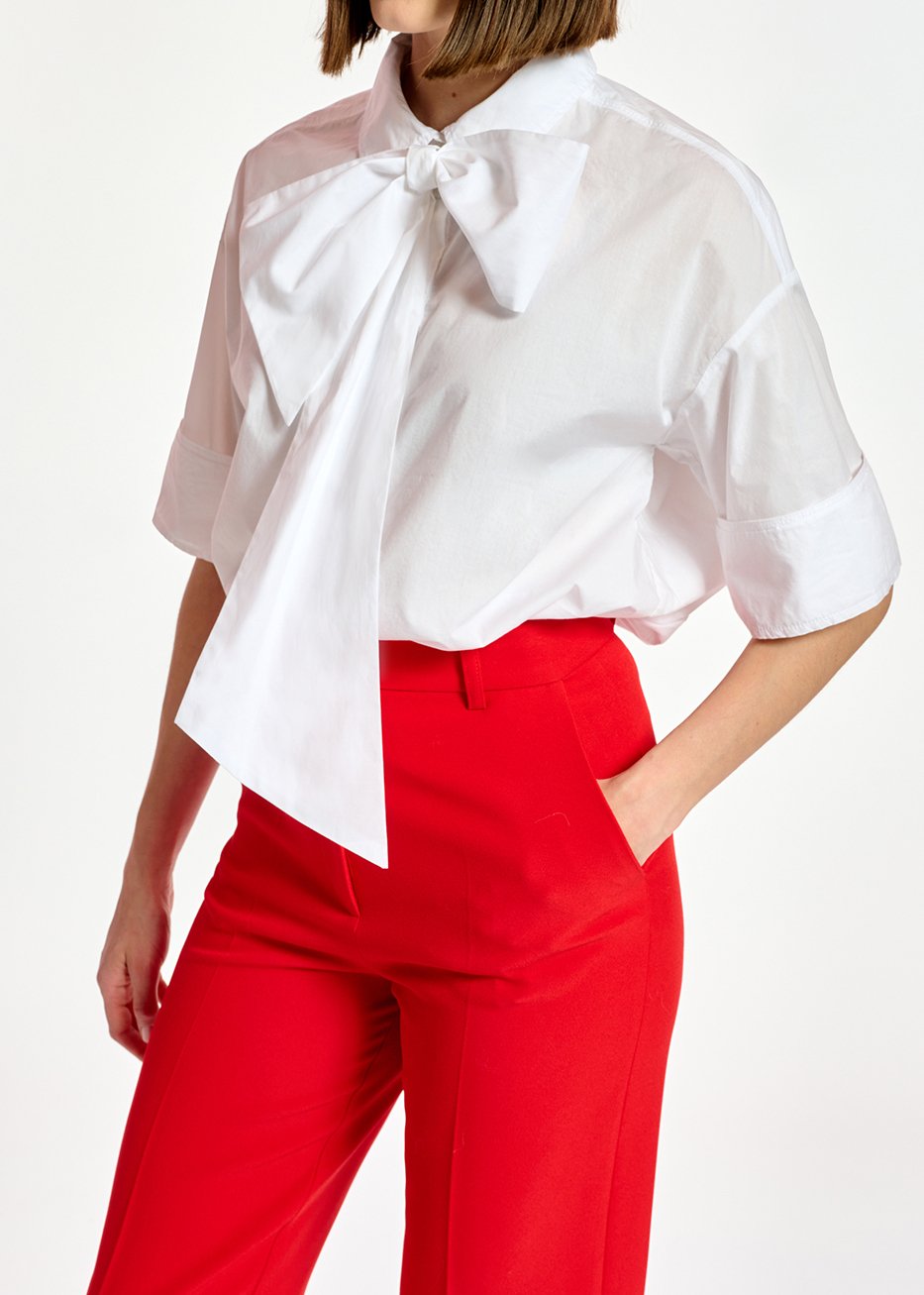 Chemise blanche avec noeud RE—SSENTIEL seconde main photo 8
