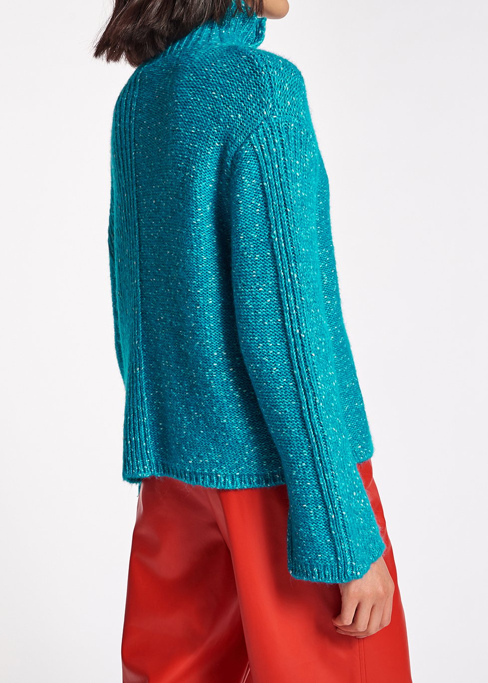 Pull à  col roulé en tricot bleu mêlé RE—SSENTIEL seconde main photo 7