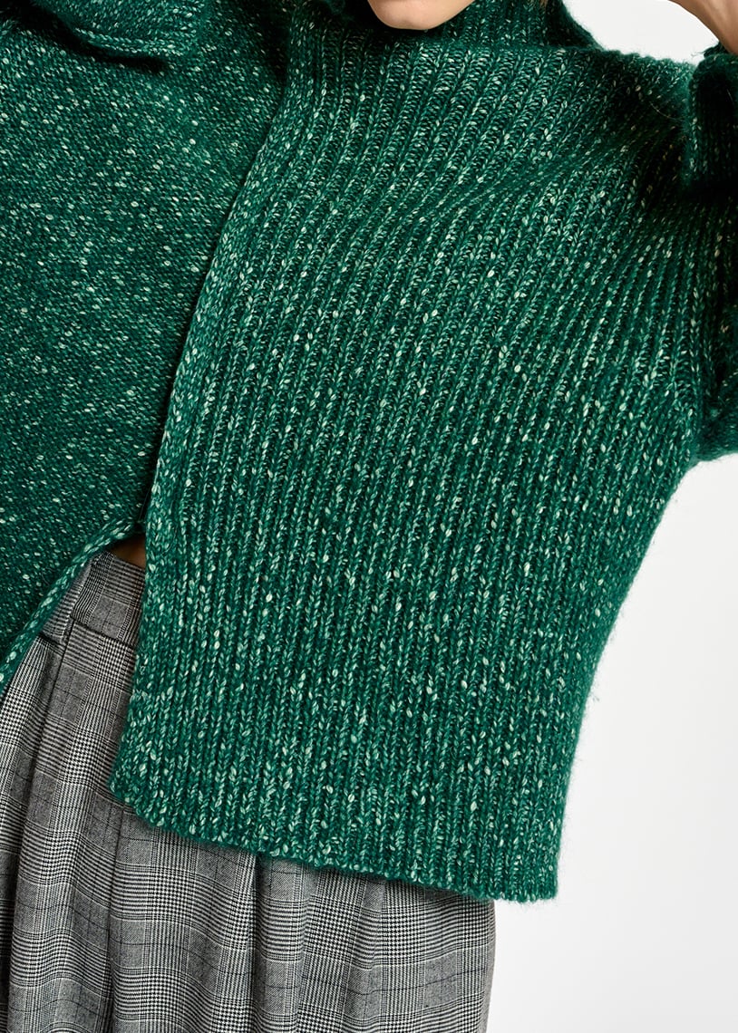 Dark green mélange turtleneck knit sweater RE—SSENTIEL second-hand photo 5