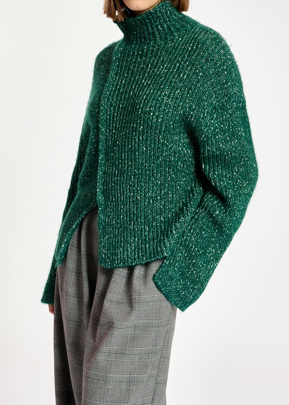 Dark green mélange turtleneck knit sweater RE—SSENTIEL second-hand photo 7