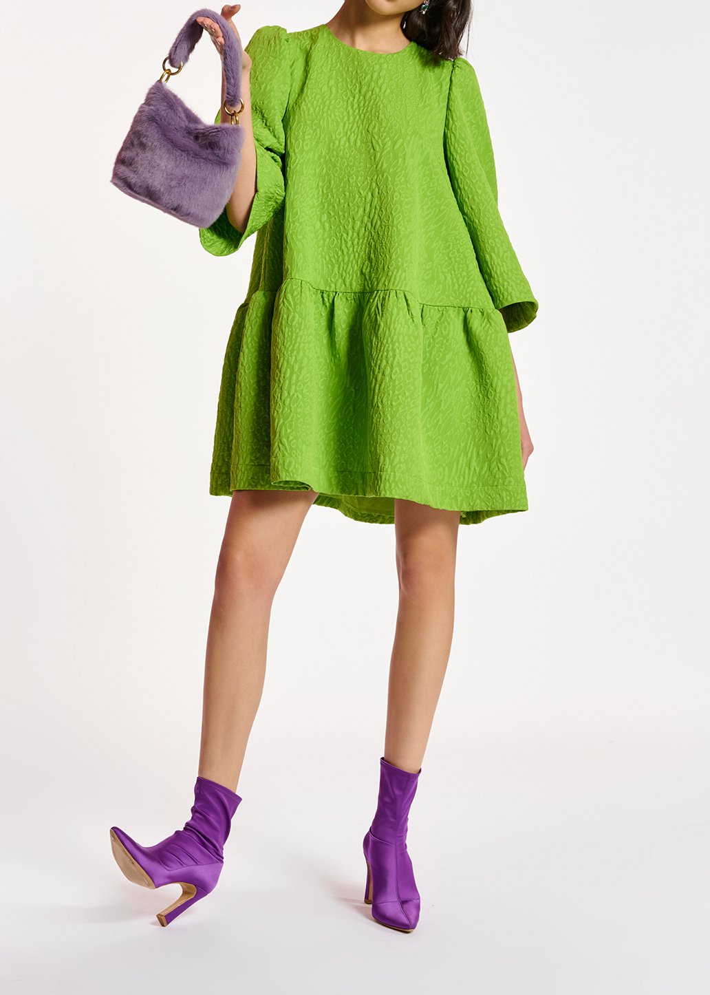 Mini-robe en jacquard vert RE—SSENTIEL seconde main photo 3