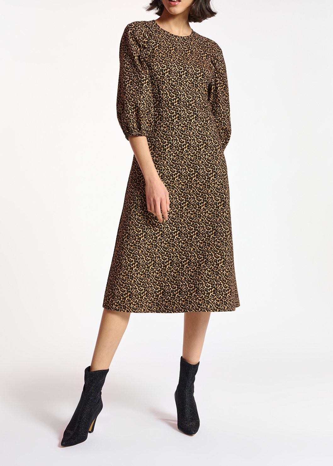 Robe midi en jacquard léopard RE—SSENTIEL seconde main photo 3