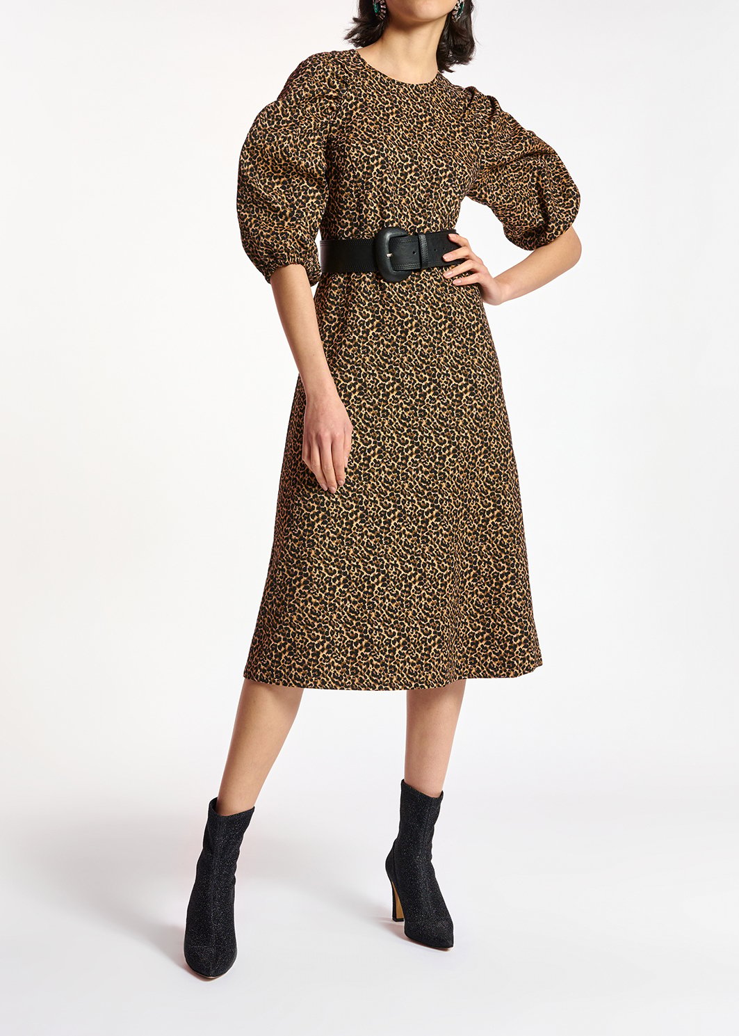 Robe midi en jacquard léopard RE—SSENTIEL seconde main photo 6