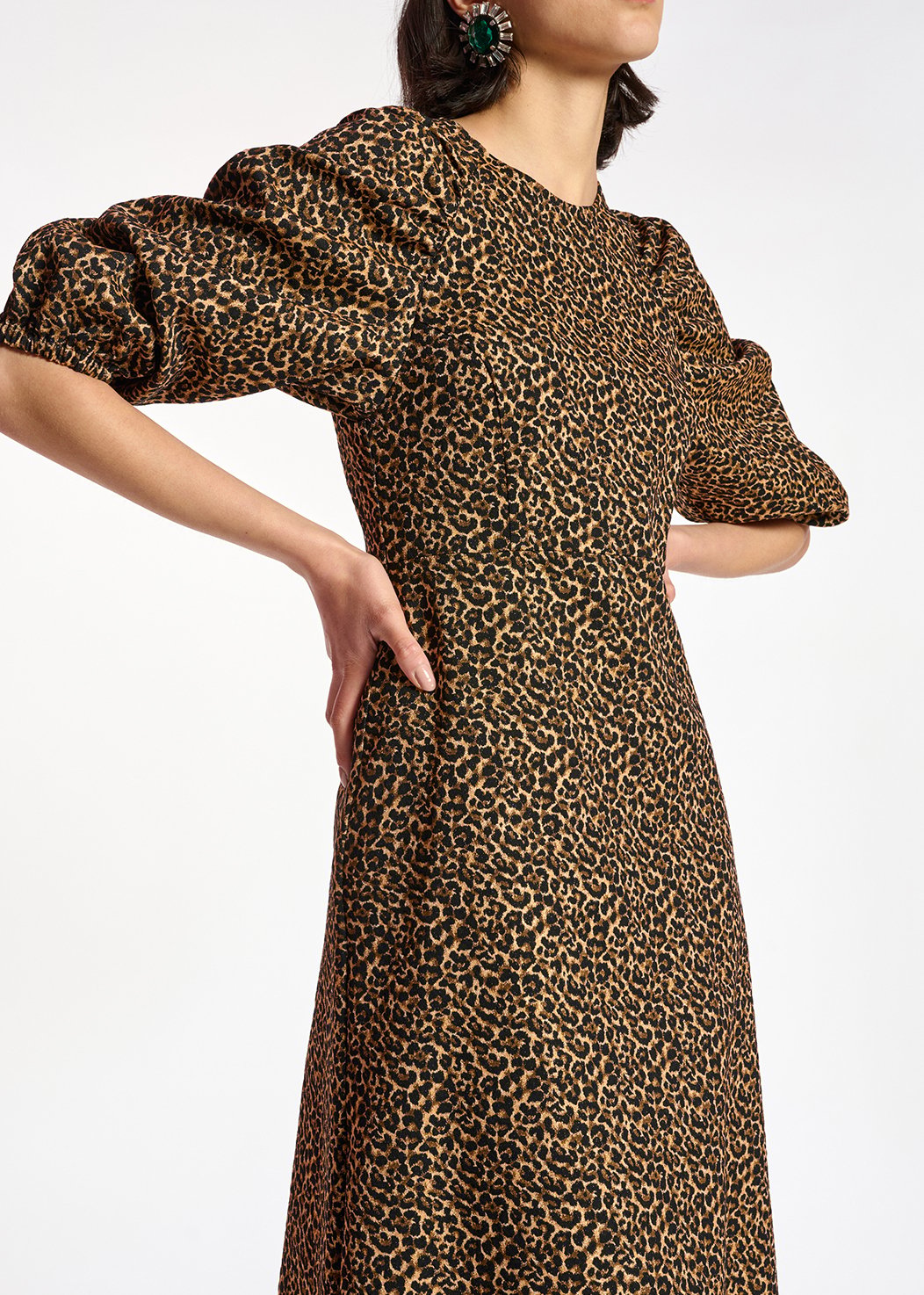 Robe midi en jacquard léopard RE—SSENTIEL seconde main photo 8