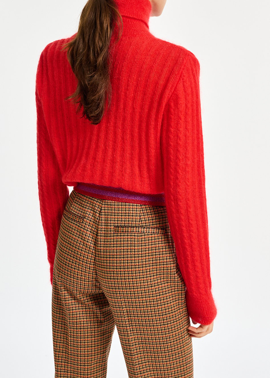 Pull à  col roulé en tricot torsadé rouge RE—SSENTIEL seconde main photo 5