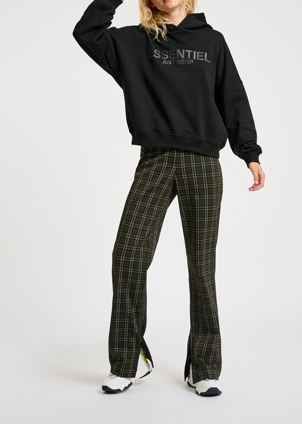 Kaki broek met ruitjes RE—SSENTIEL tweedehands photo 3