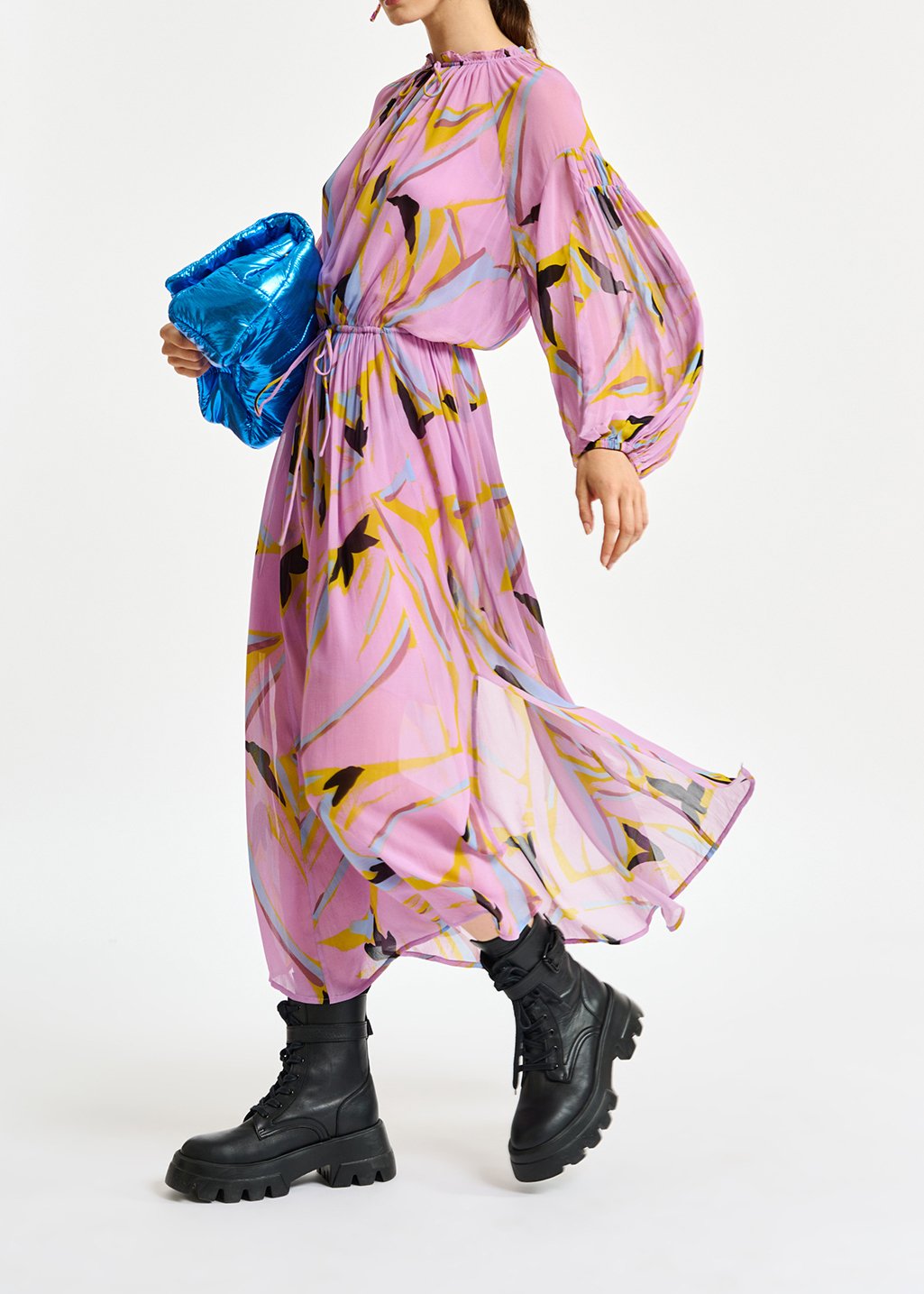 Lila maxi-jurk met abstracte print RE—SSENTIEL tweedehands photo 3