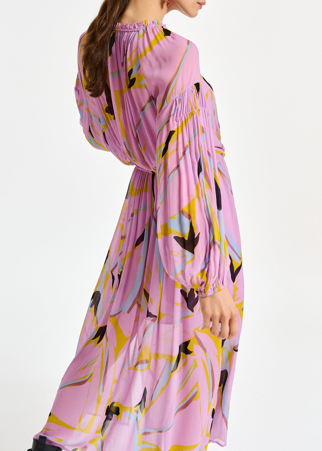 Lila maxi-jurk met abstracte print RE—SSENTIEL tweedehands photo 4