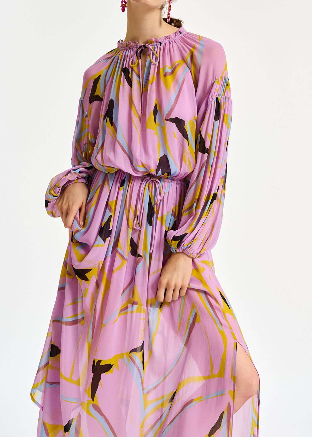 Lila maxi-jurk met abstracte print RE—SSENTIEL tweedehands photo 5