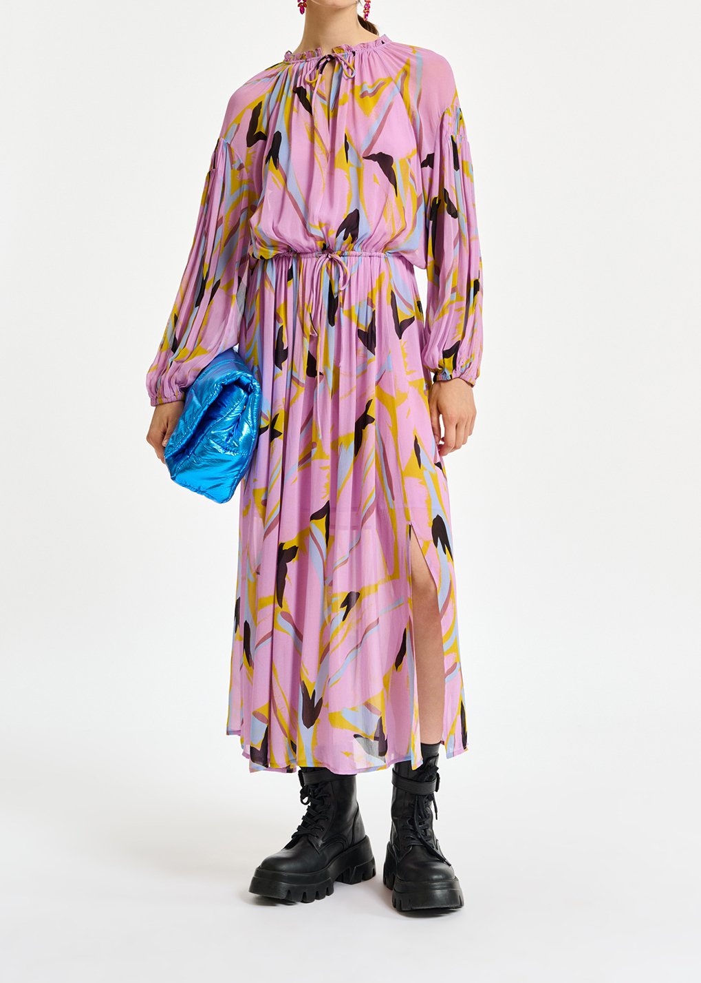 Lila maxi-jurk met abstracte print RE—SSENTIEL tweedehands photo 7