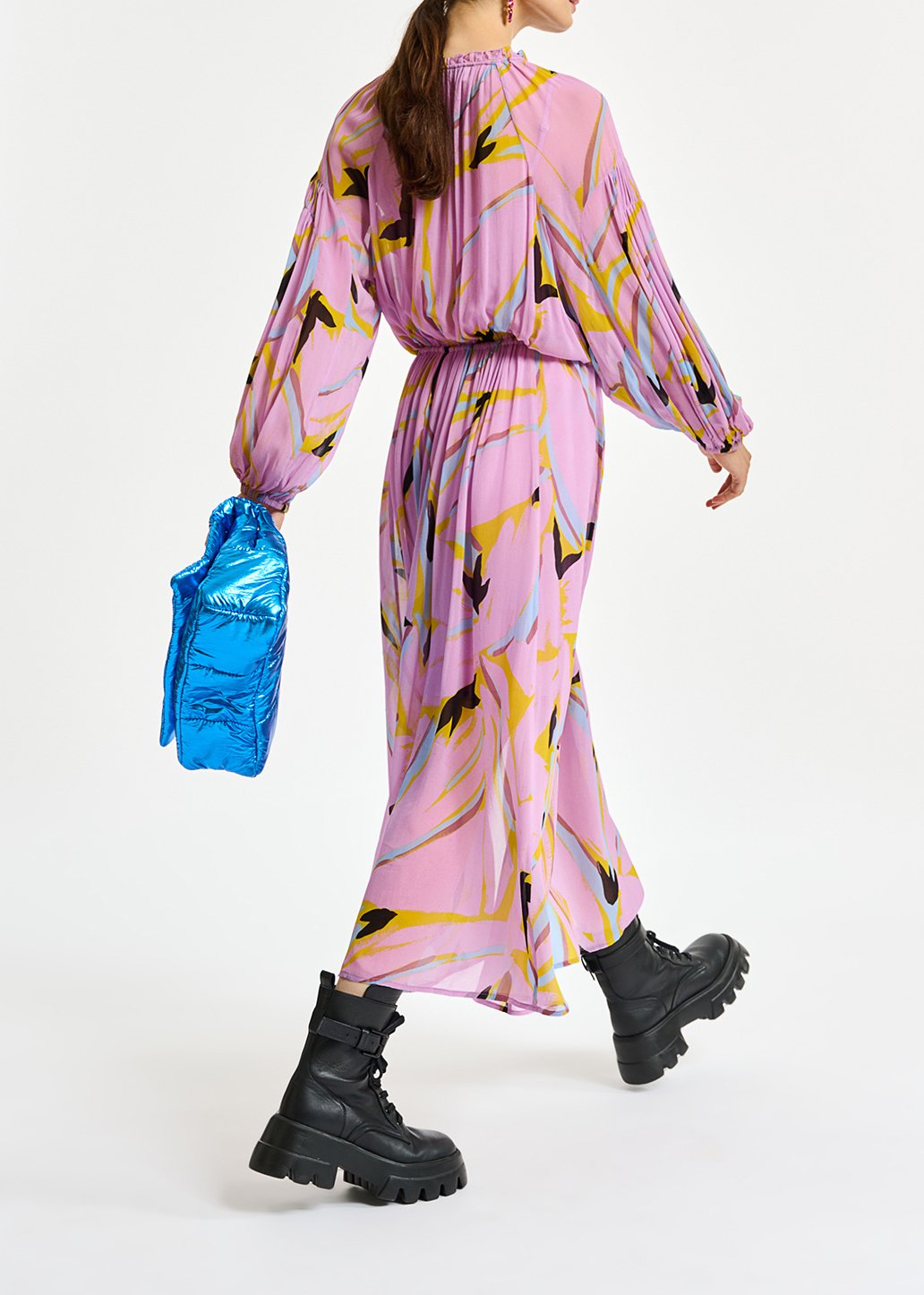 Lila maxi-jurk met abstracte print RE—SSENTIEL tweedehands photo 8