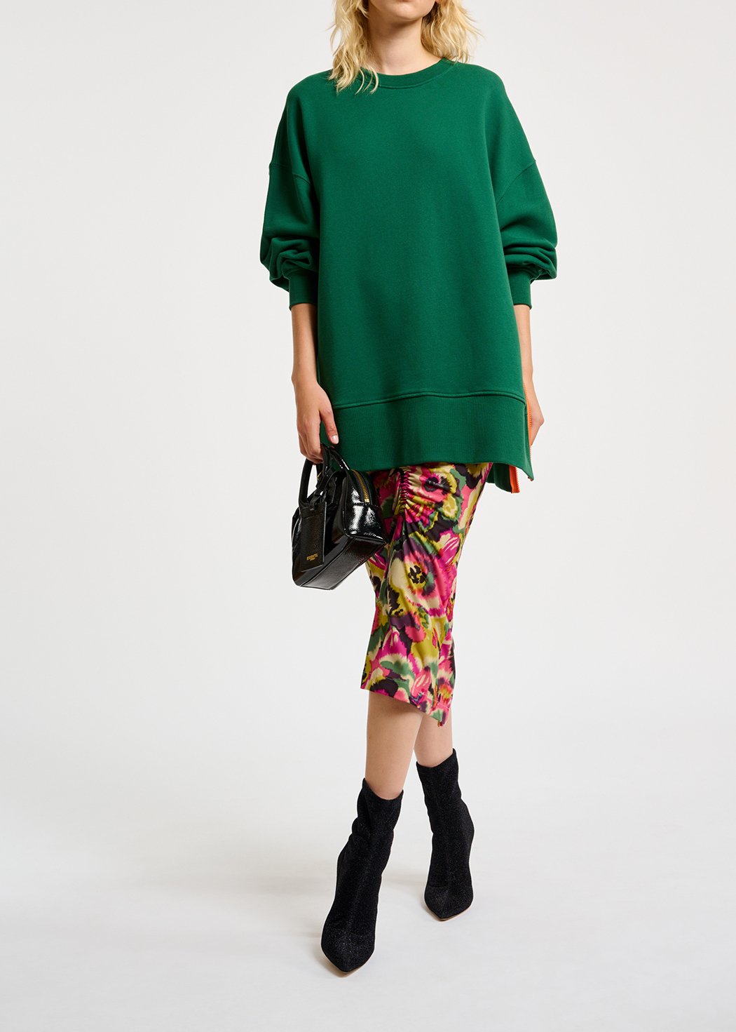 Dark green organic cotton sweatshirt with boxy cut RE—SSENTIEL second-hand photo 4