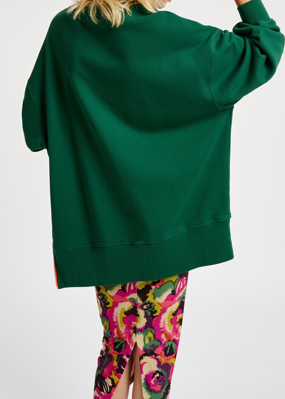 Dark green organic cotton sweatshirt with boxy cut RE—SSENTIEL second-hand photo 5