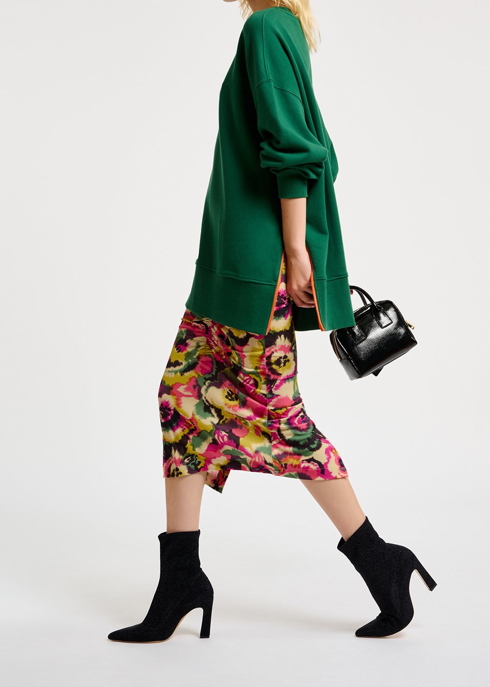 Dark green organic cotton sweatshirt with boxy cut RE—SSENTIEL second-hand photo 6