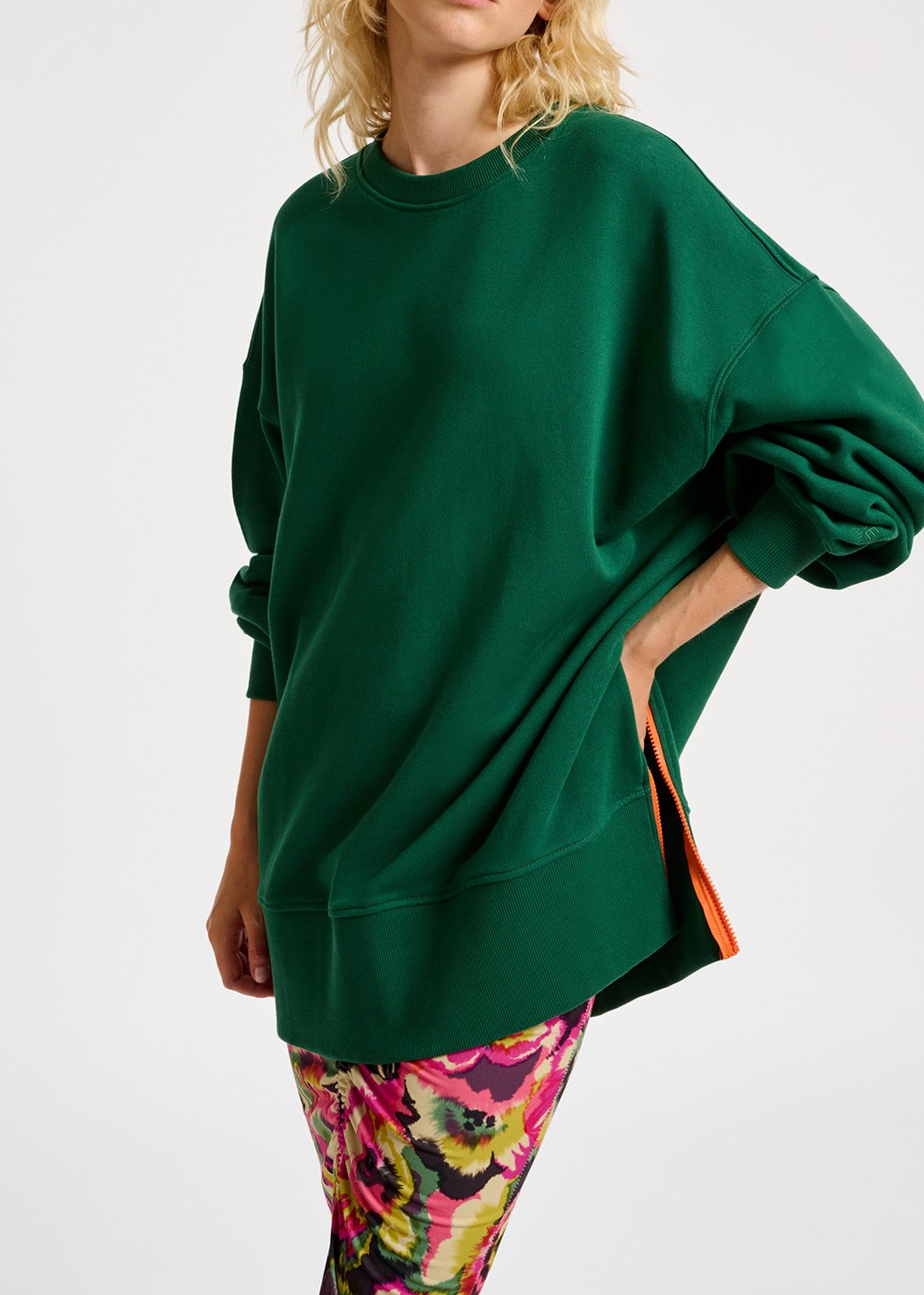 Dark green organic cotton sweatshirt with boxy cut RE—SSENTIEL second-hand photo 7