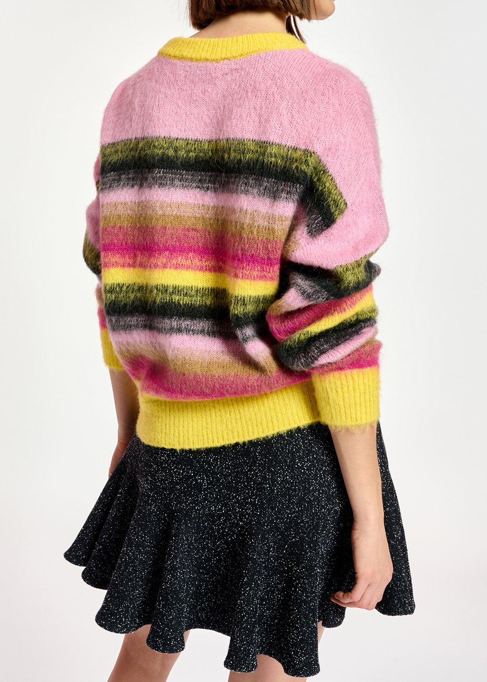 Gebreide trui met gele, roze en zwarte strepen RE—SSENTIEL tweedehands photo 5