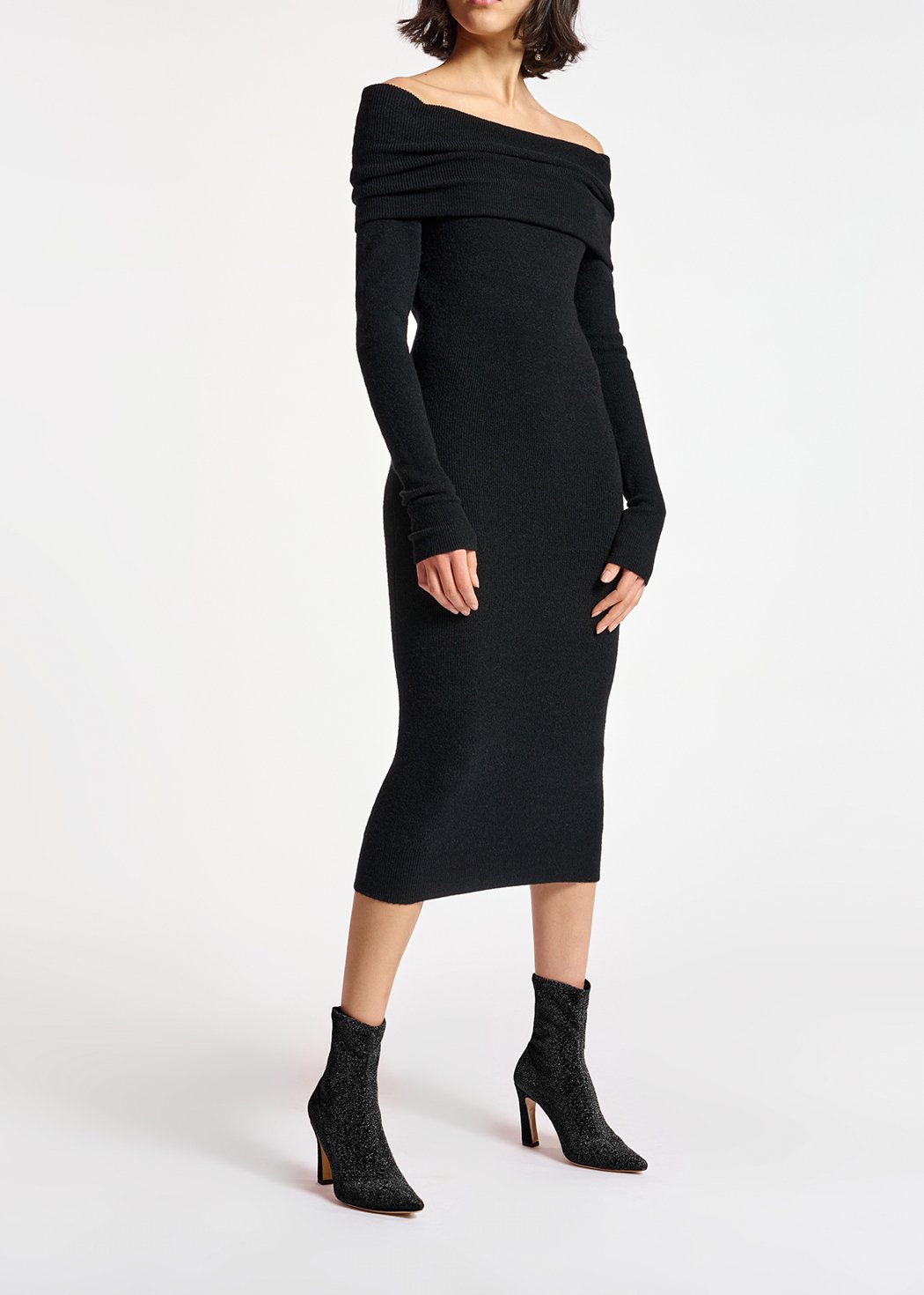 Robe en tricot noir à  épaules nues RE—SSENTIEL seconde main photo 6