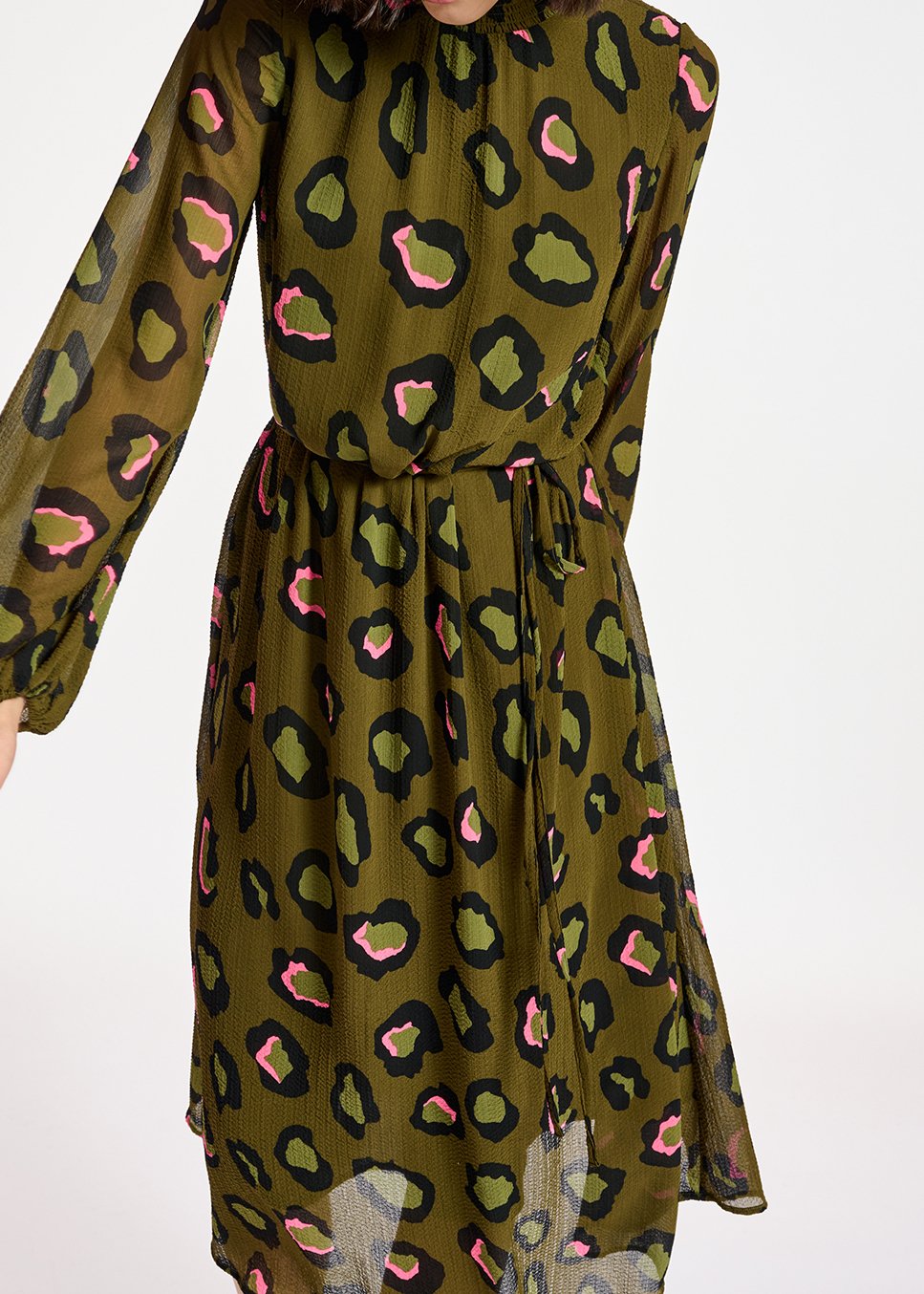 Khaki leopard-print midi-length dress RE—SSENTIEL second-hand photo 4