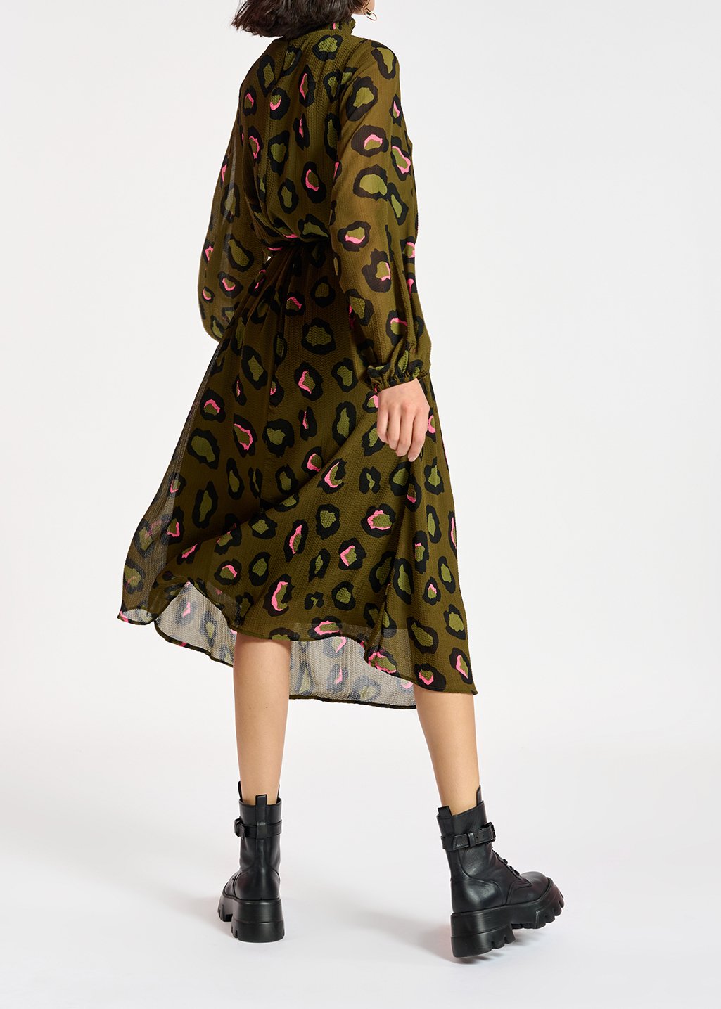 Khaki leopard-print midi-length dress RE—SSENTIEL second-hand photo 6