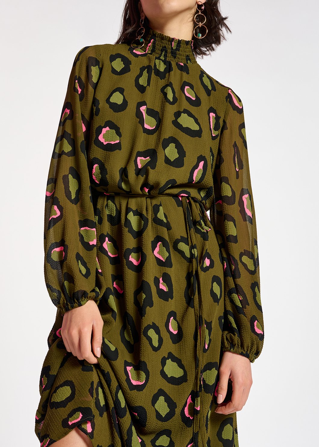 Khaki leopard-print midi-length dress RE—SSENTIEL second-hand photo 7