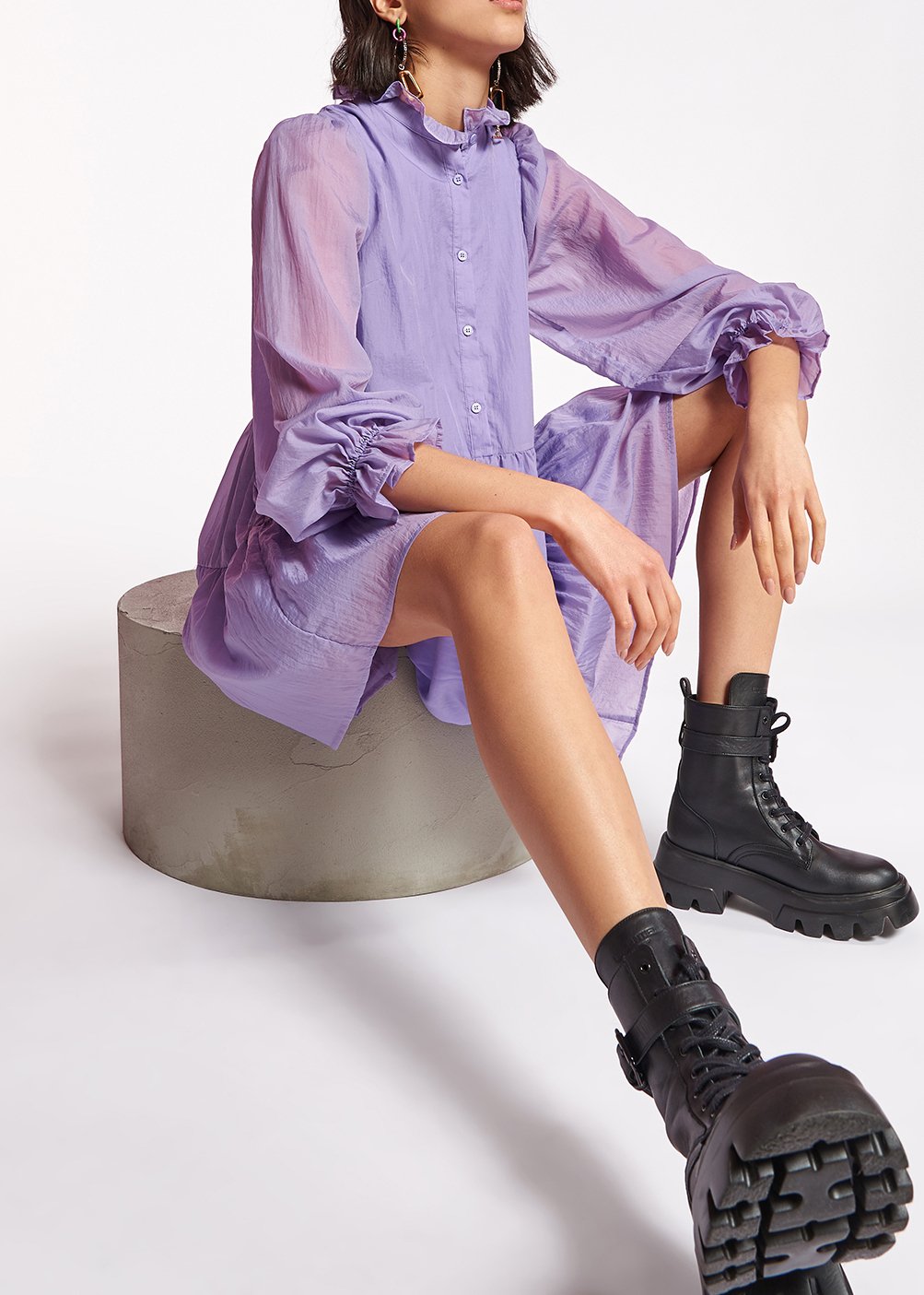 Mauve tiered mini dress RE—SSENTIEL second-hand photo 4
