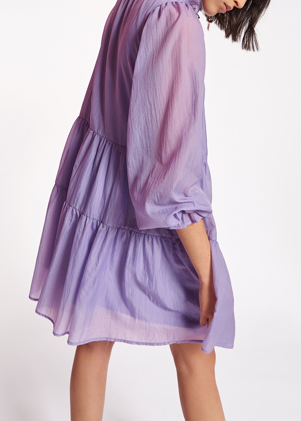 Mauve tiered mini dress RE—SSENTIEL second-hand photo 5