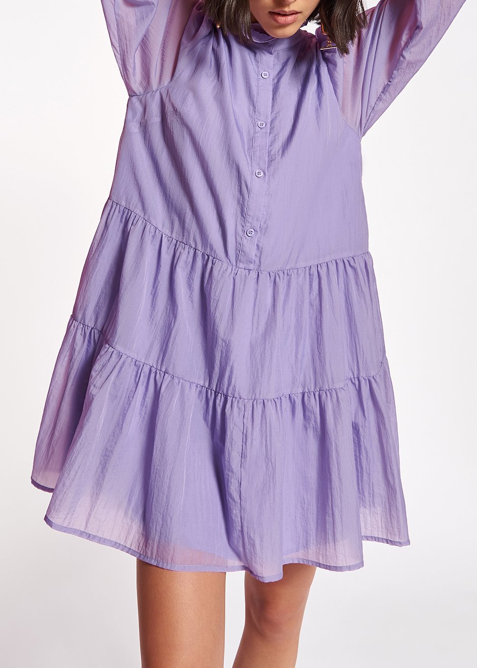 Mauve tiered mini dress RE—SSENTIEL second-hand photo 6