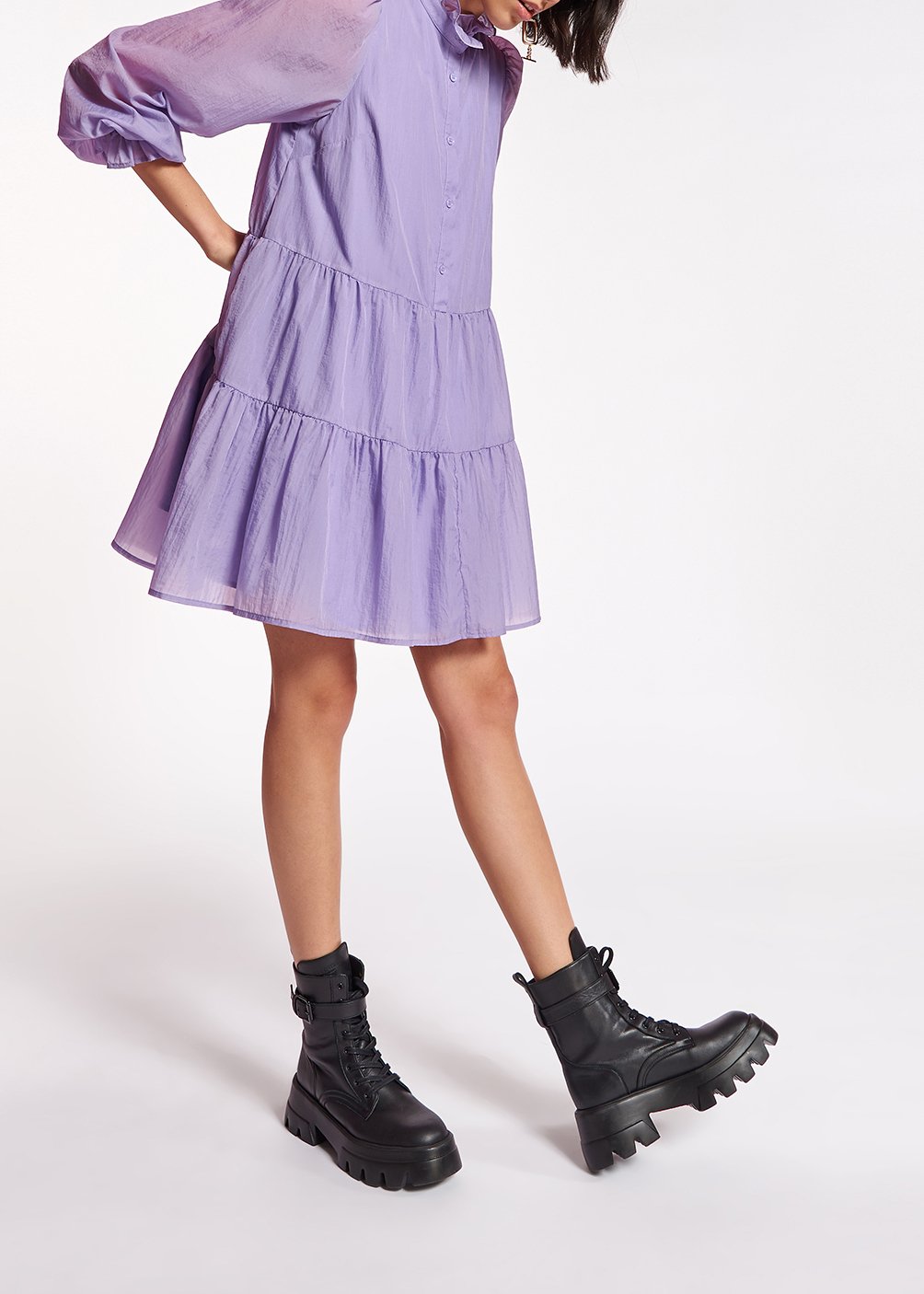 Mauve tiered mini dress RE—SSENTIEL second-hand photo 7
