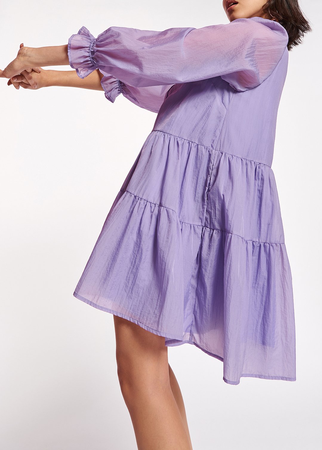 Mauve tiered mini dress RE—SSENTIEL second-hand photo 8