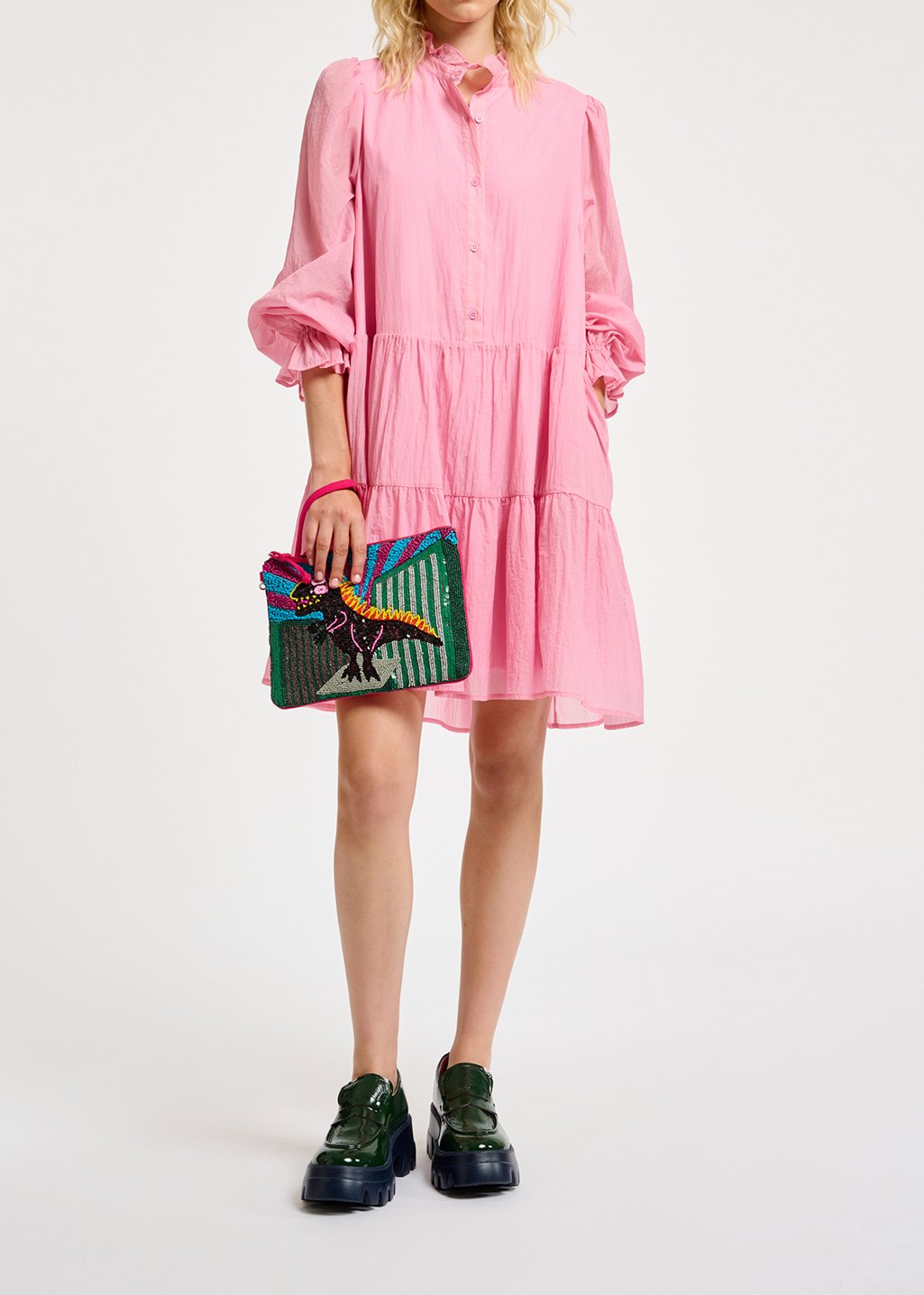 Light pink tiered mini dress RE—SSENTIEL second-hand photo 7