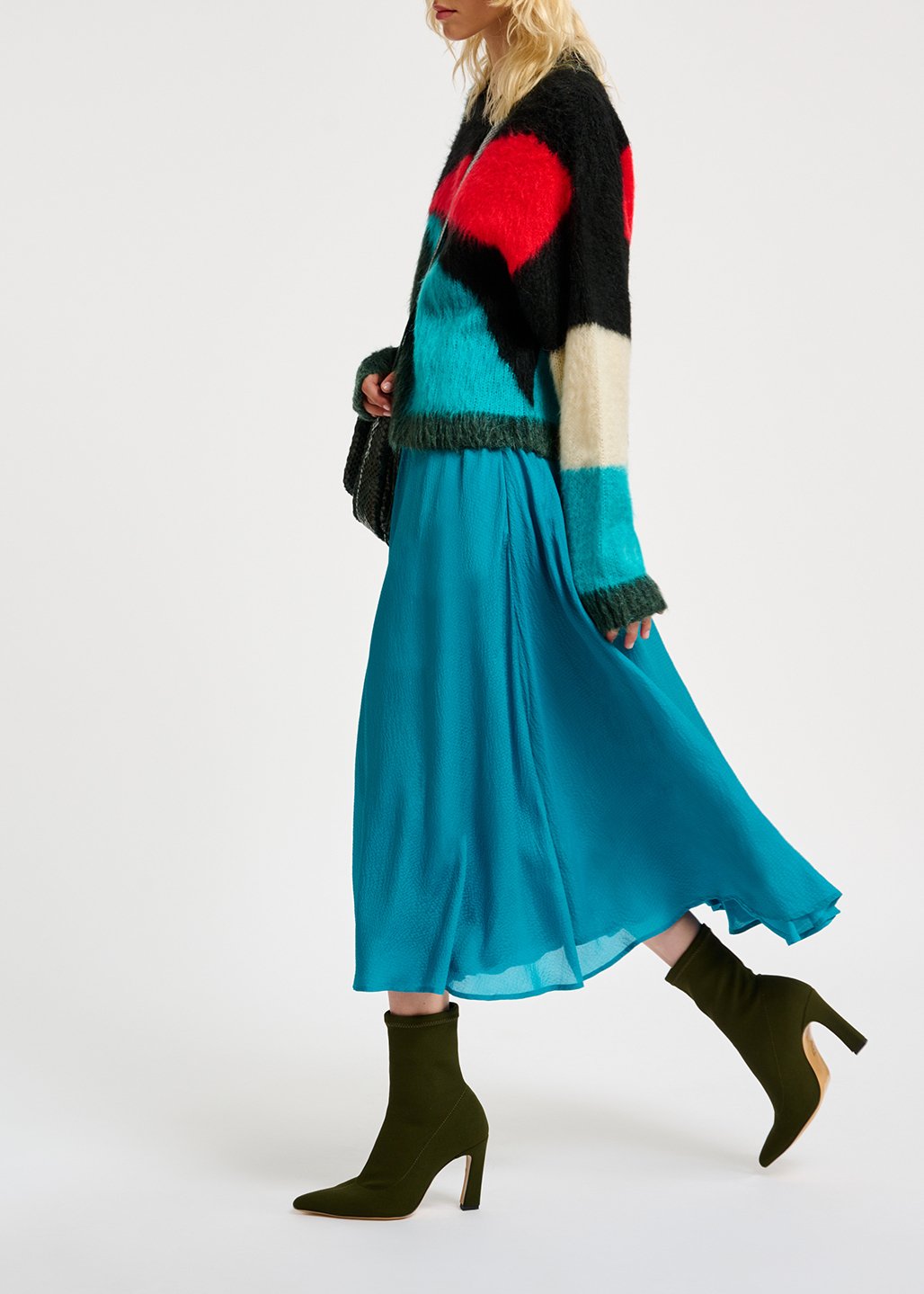 Dark green, blue and red intarsia-knitted sweater RE—SSENTIEL second-hand photo 7