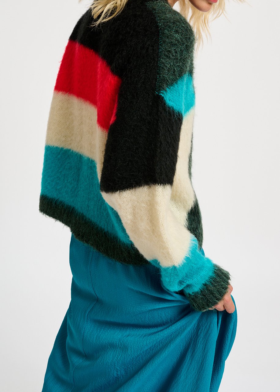 Dark green, blue and red intarsia-knitted sweater RE—SSENTIEL second-hand photo 8