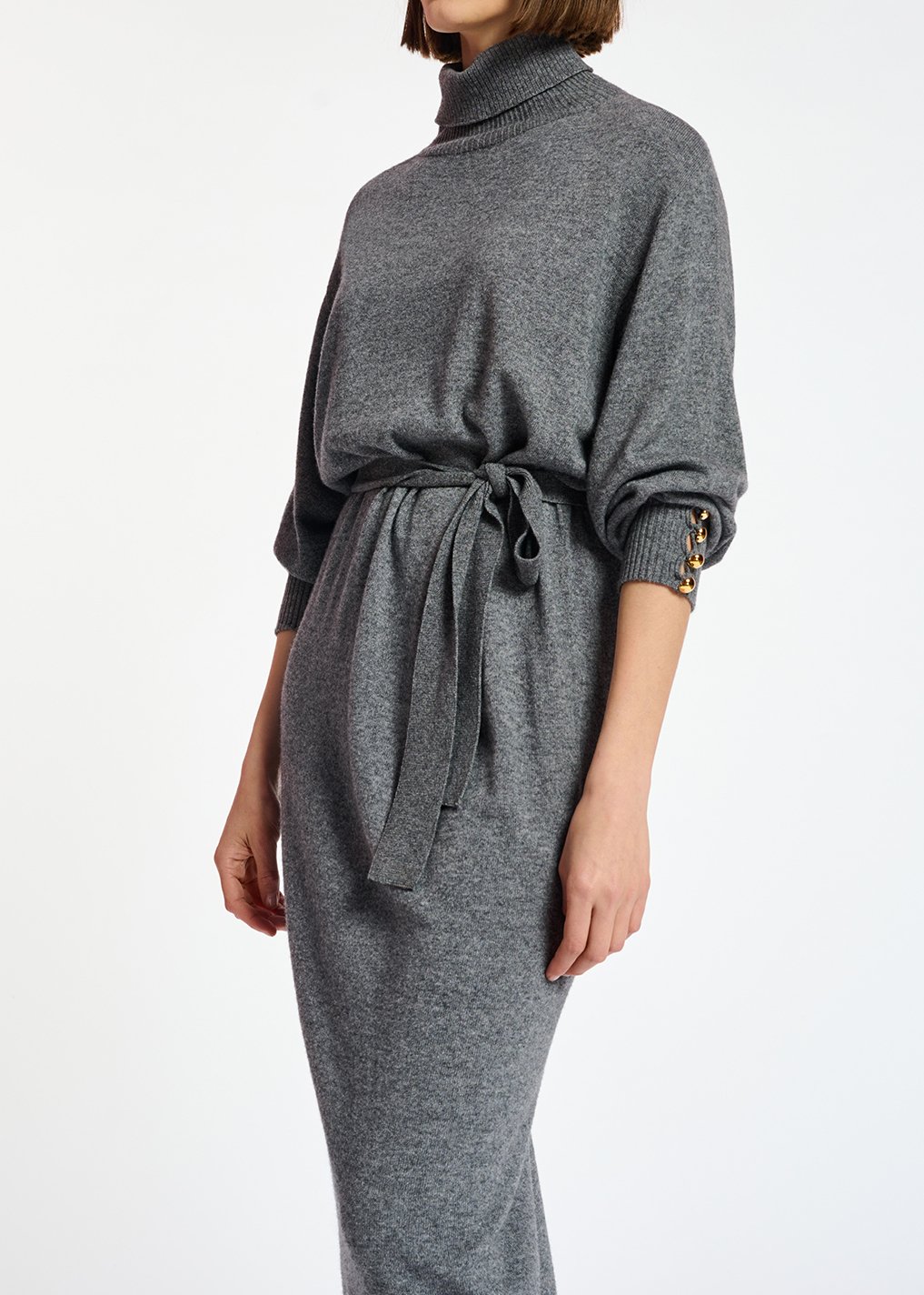 Robe à  col roulé en tricot gris RE—SSENTIEL seconde main photo 3