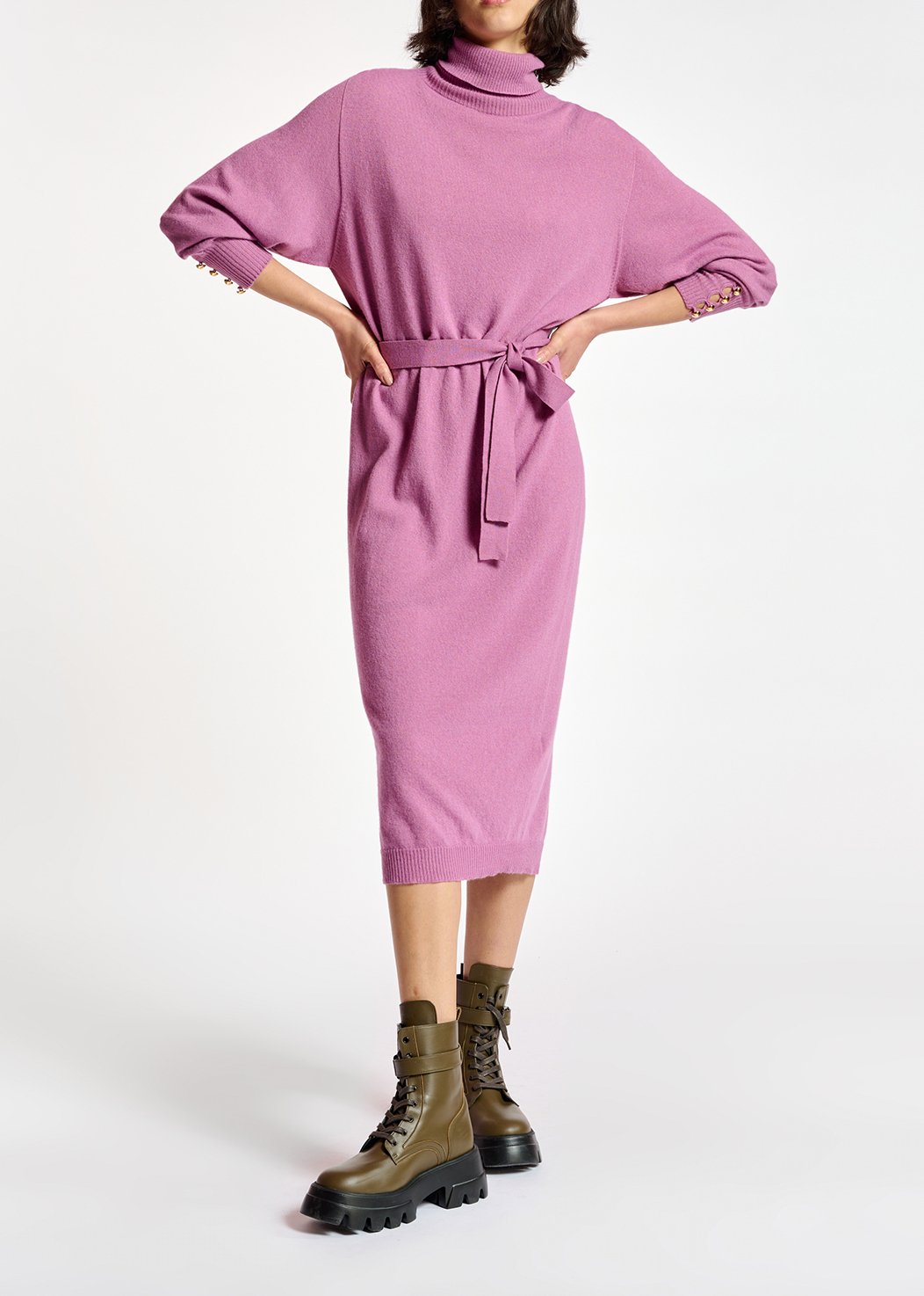 Dark lilac turtleneck knit dress RE—SSENTIEL second-hand photo 3