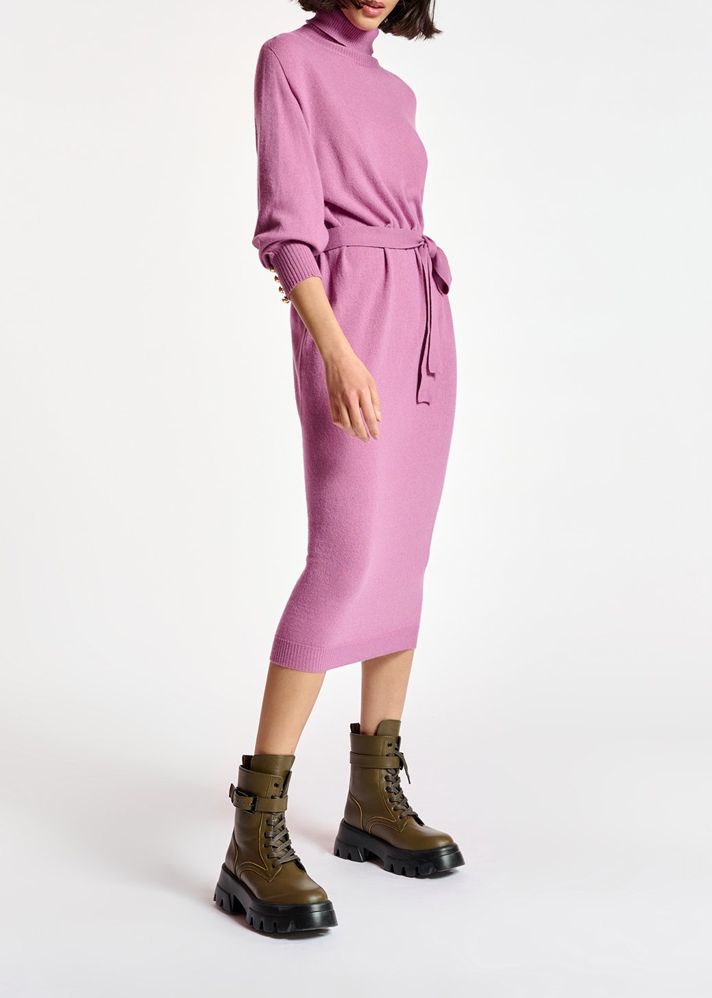 Dark lilac turtleneck knit dress RE—SSENTIEL second-hand photo 7