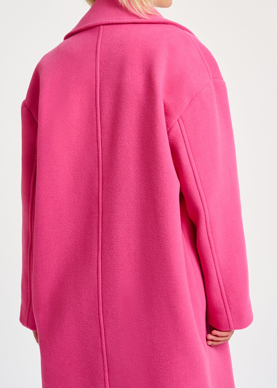 Manteau rose néon à  double boutonnage en laine mélangée RE—SSENTIEL seconde main photo 8