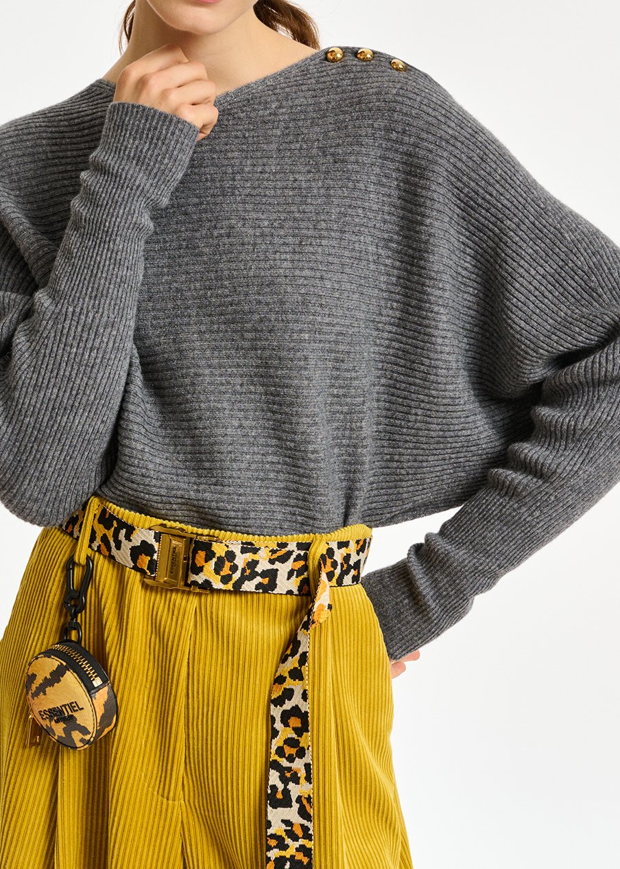 Pull en tricot gris à  manches chauve-souris RE—SSENTIEL seconde main photo 3