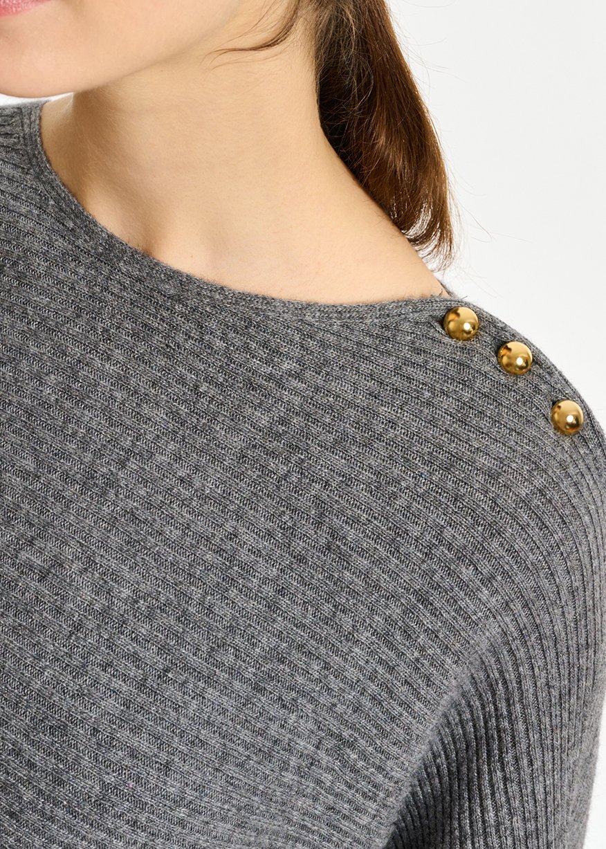 Pull en tricot gris à  manches chauve-souris RE—SSENTIEL seconde main photo 4