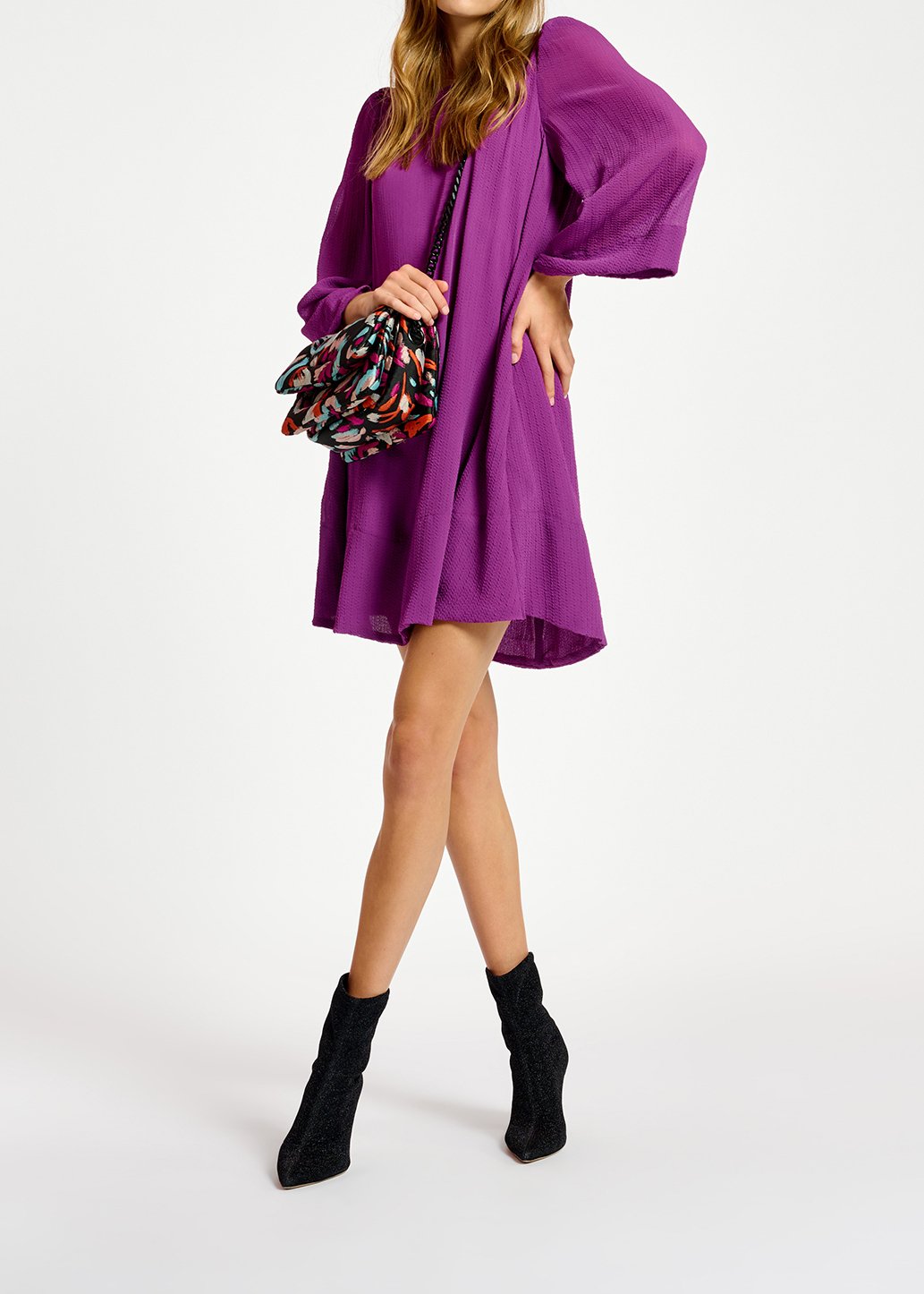 Purple mini dress with padded shoulders RE—SSENTIEL second-hand photo 3