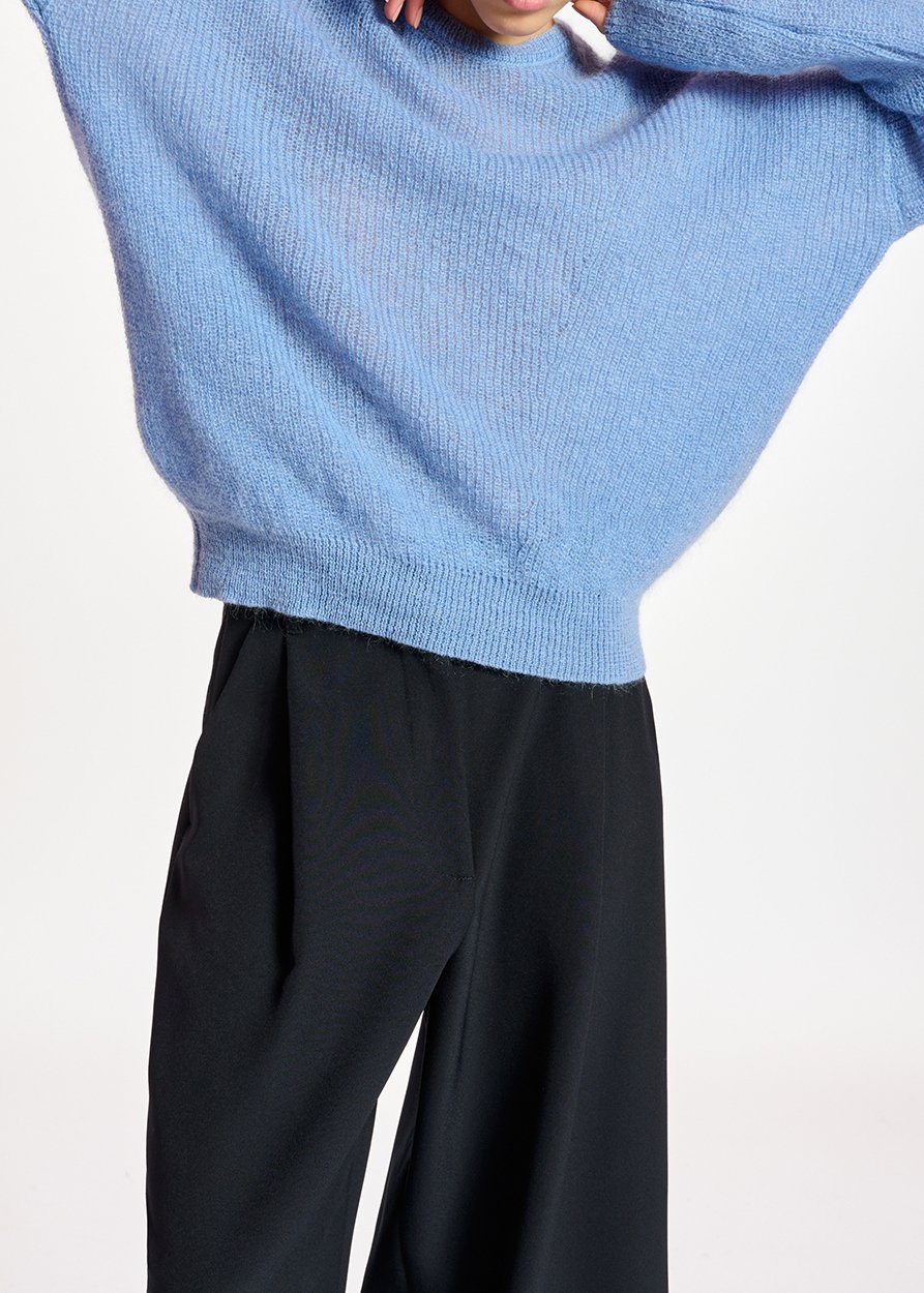 Blauwe oversized trui in mohairmix RE—SSENTIEL tweedehands photo 8
