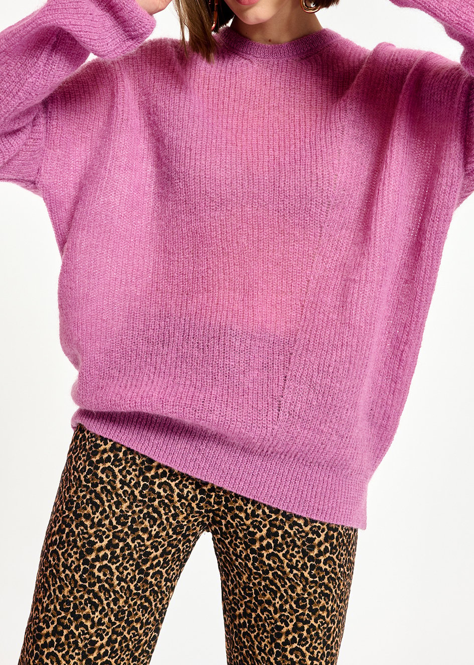 Pull oversize lilas en mohair mélangé RE—SSENTIEL seconde main photo 3