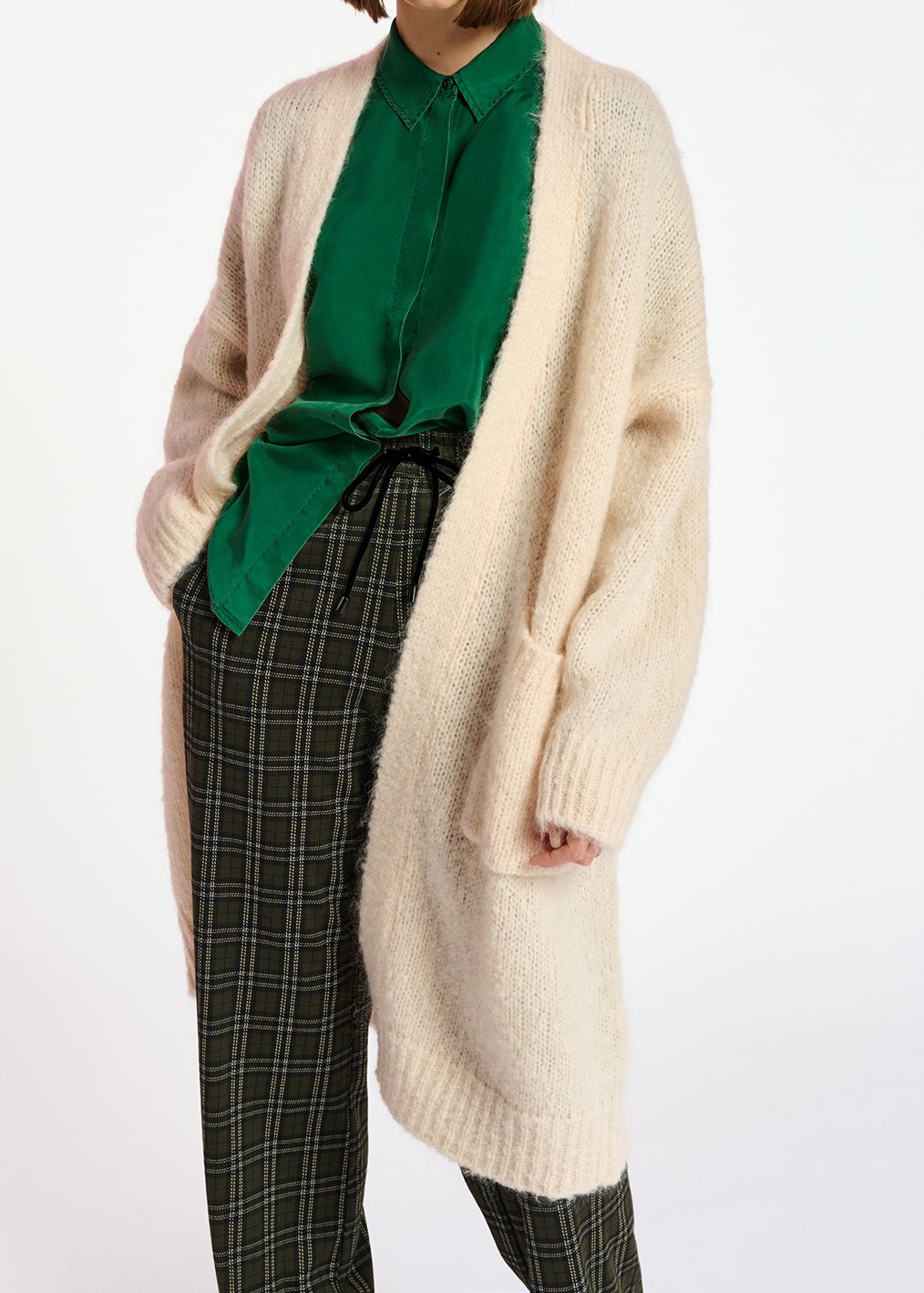 Gebroken witte midilange cardigan van mohairmix RE—SSENTIEL tweedehands photo 3