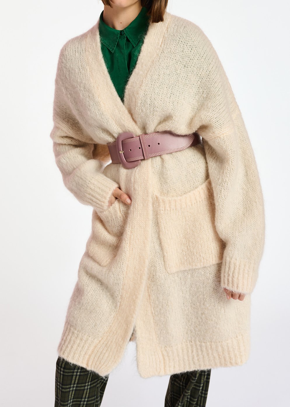 Gebroken witte midilange cardigan van mohairmix RE—SSENTIEL tweedehands photo 6