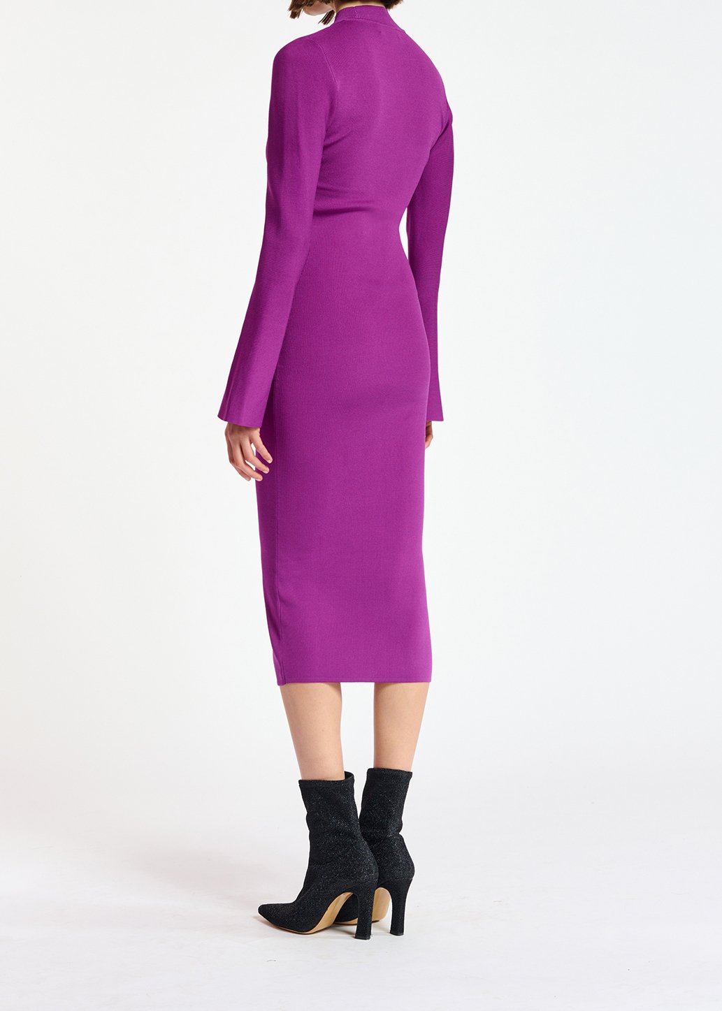 Robe midi en maille pourpre avec manches en trompette RE—SSENTIEL seconde main photo 4