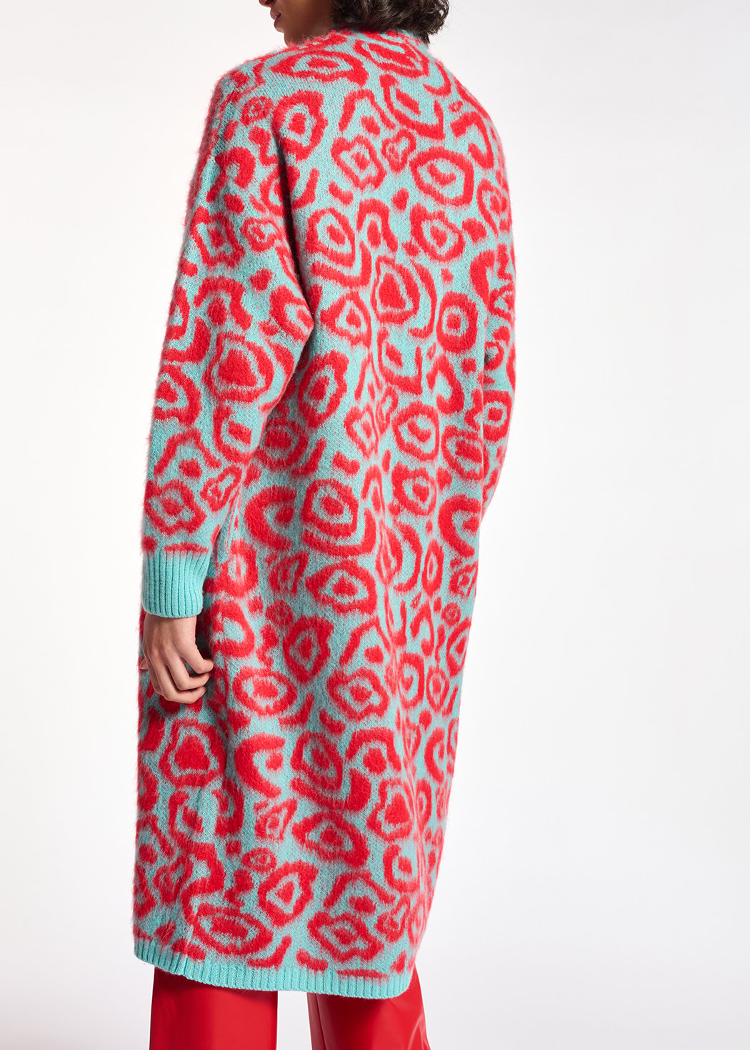 Cardigan à  imprimé léopard bleu et rouge RE—SSENTIEL seconde main photo 7