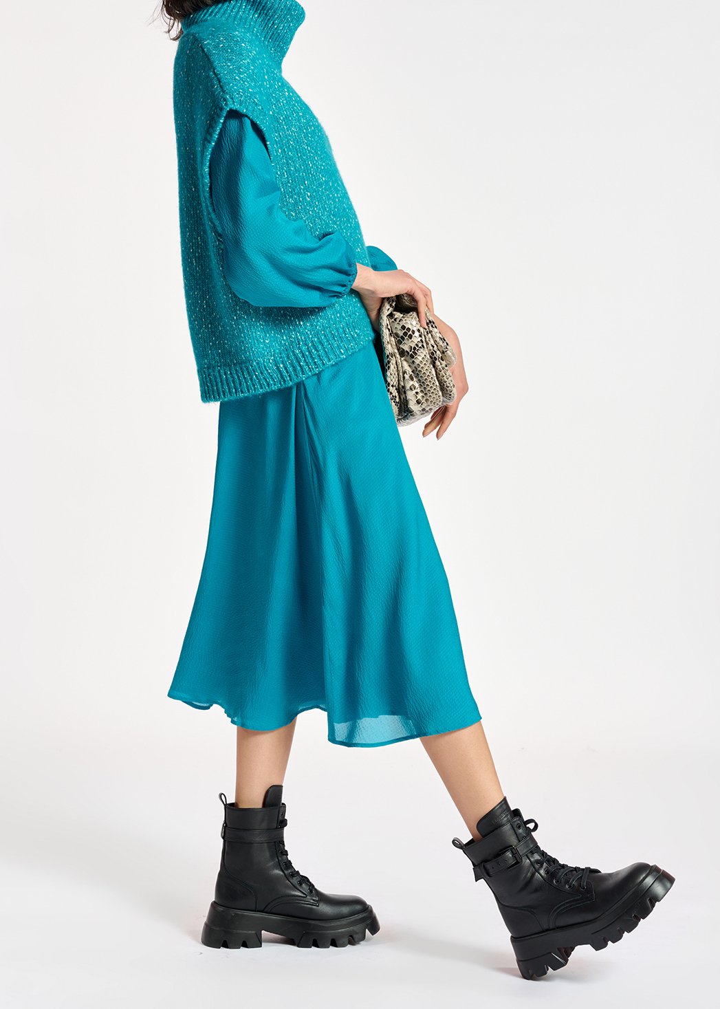 Blue mélange sleeveless sweater with separate collar RE—SSENTIEL second-hand photo 7